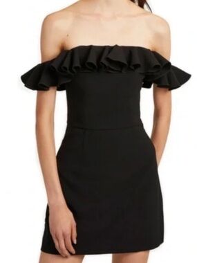 French Connection Black Strapless Ruffle Dress